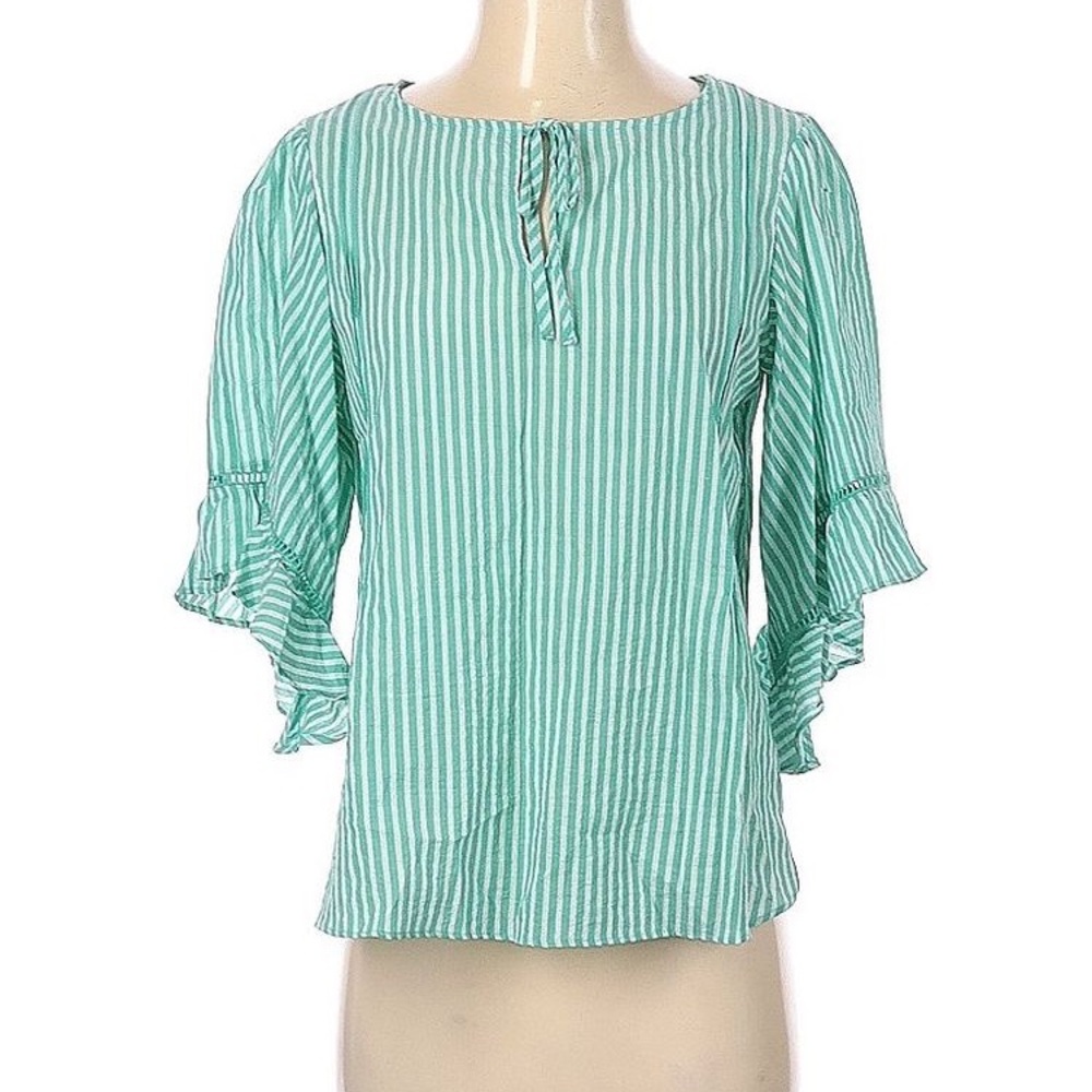 LC Lauren Conrad Plus Size Seersucker Flounce Blouse - Picture 2 of 11